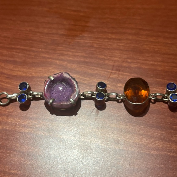 Silver plated bracelet with druzy and citrine 7-8” - Picture 3 of 6